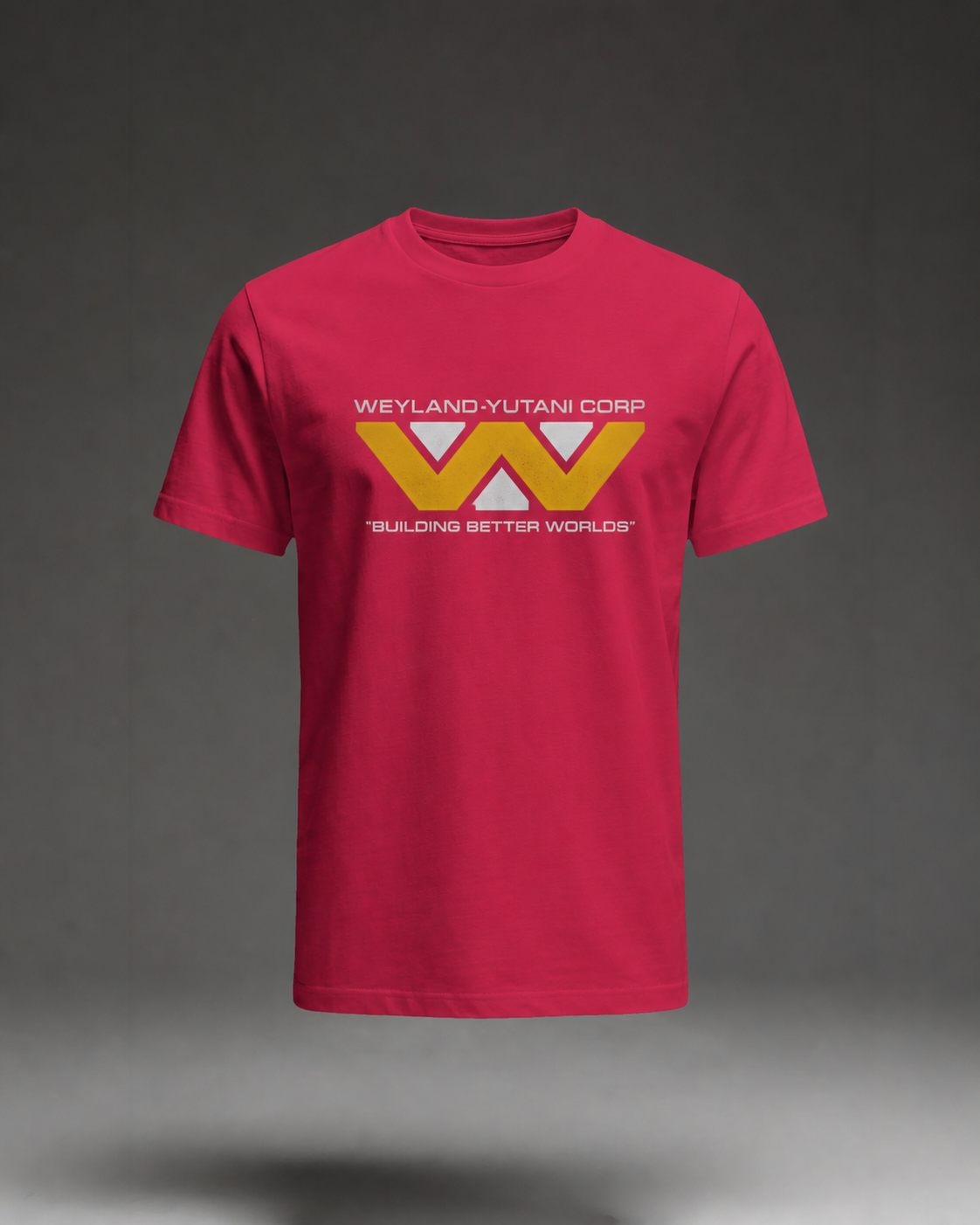 Weyland Yutani Corporation Building Better Worlds T-Shirt, Charcoal Ghost Form flat mockup