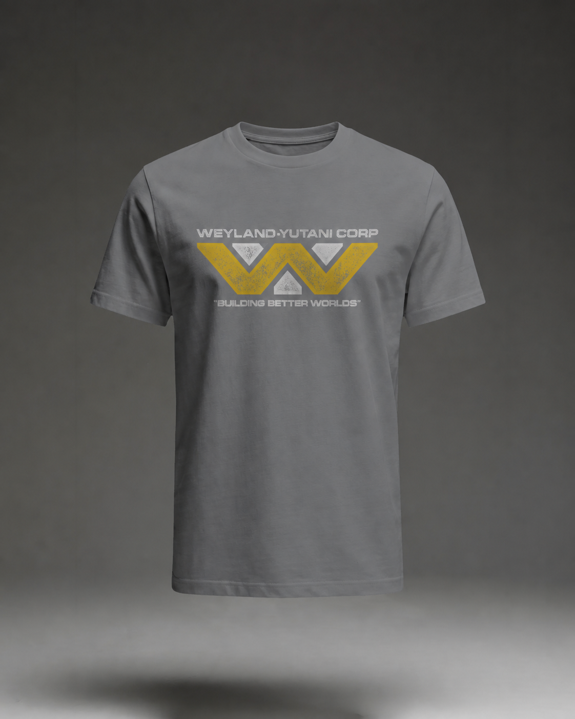 Weyland Yutani Corporation Building Better Worlds T-Shirt, Light Blue Ghost Form flat mockup