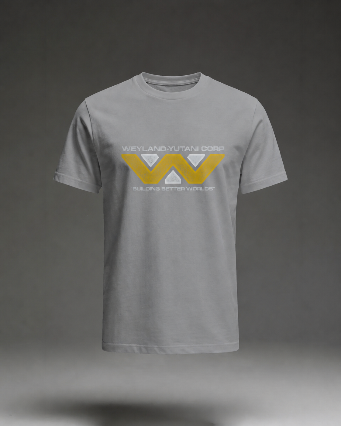 Weyland Yutani Corporation Building Better Worlds T-Shirt, Sport Grey Ghost Form flat mockup