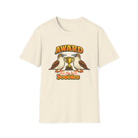 Thumbnail for Natural Award for the Best Boobies T-Shirt featuring two blue-footed booby birds, a gold trophy and Award for the Best Boobies design.