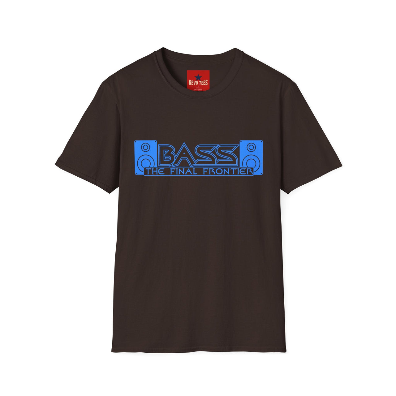 Chocolate t-shirt with graphic design and text on a white background