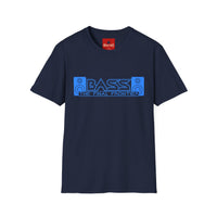 Thumbnail for Navy blue t-shirt with 'Bass the final frontier' graphic on a white background