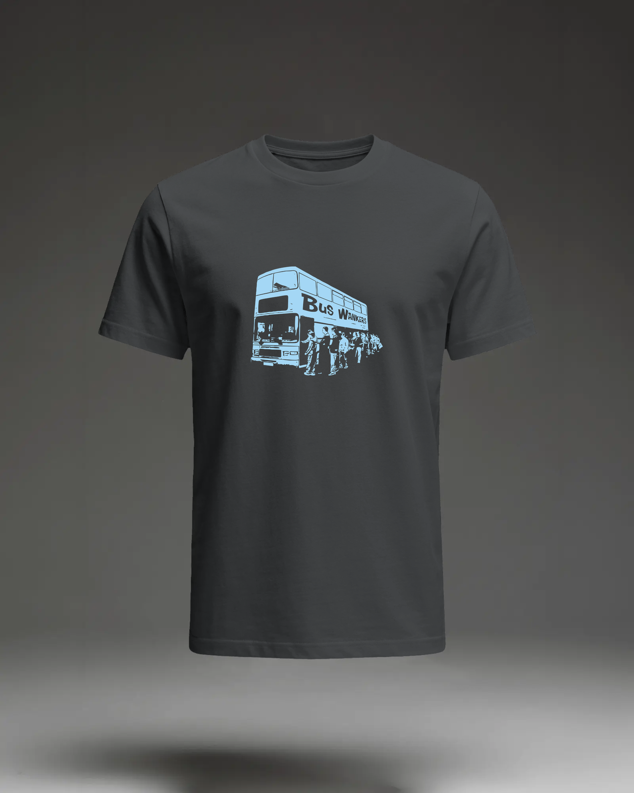 Bus Wankers T-Shirt inspired by The Inbetweeners in Black flat mockup
