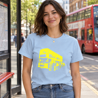 Thumbnail for Bus Wankers T-Shirt inspired by The Inbetweeners in Light Blue, lifestyle image at a bus stop