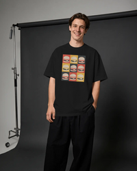 Thumbnail for Char B. Burger Pop Art graphic T-shirt in black, unisex foodie streetwear tee by 8Ball