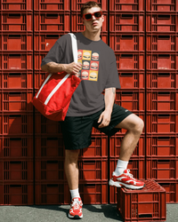 Thumbnail for Char B. Burger Pop Art graphic T-shirt in dark chocolate, unisex foodie streetwear tee by 8Ball