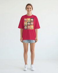 Thumbnail for Char B. Burger Pop Art graphic T-shirt in red, unisex burger lover tee by 8Ball