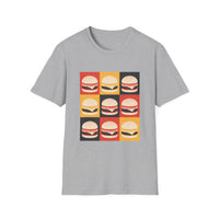 Thumbnail for Char B. Burger Pop Art graphic T-shirt in sport grey, unisex burger streetwear tee 