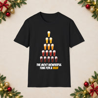 Thumbnail for Black christmas beer tree for adult men and women t shirt front view showing the original Christmas artwork