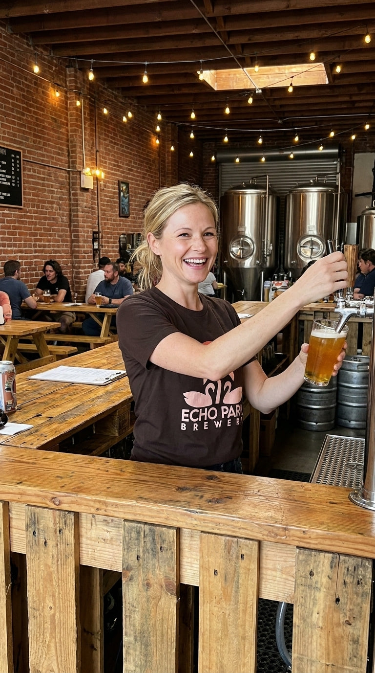 Echo Park Brewery Colin From Accounts T-Shirt in Dark Chocolate lifestyle image 2