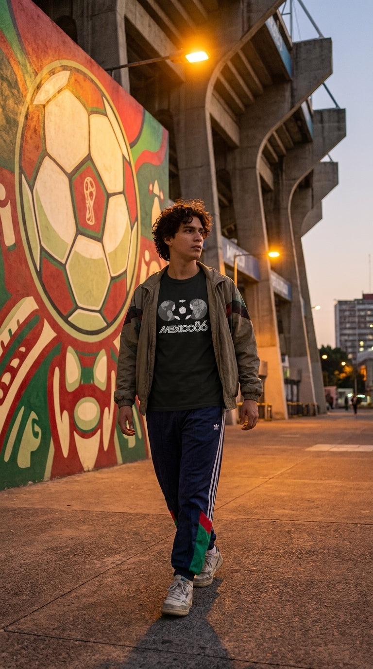 Football Couture Mexico 86 T-Shirt in Black, Mexico City football streetwear lifestyle