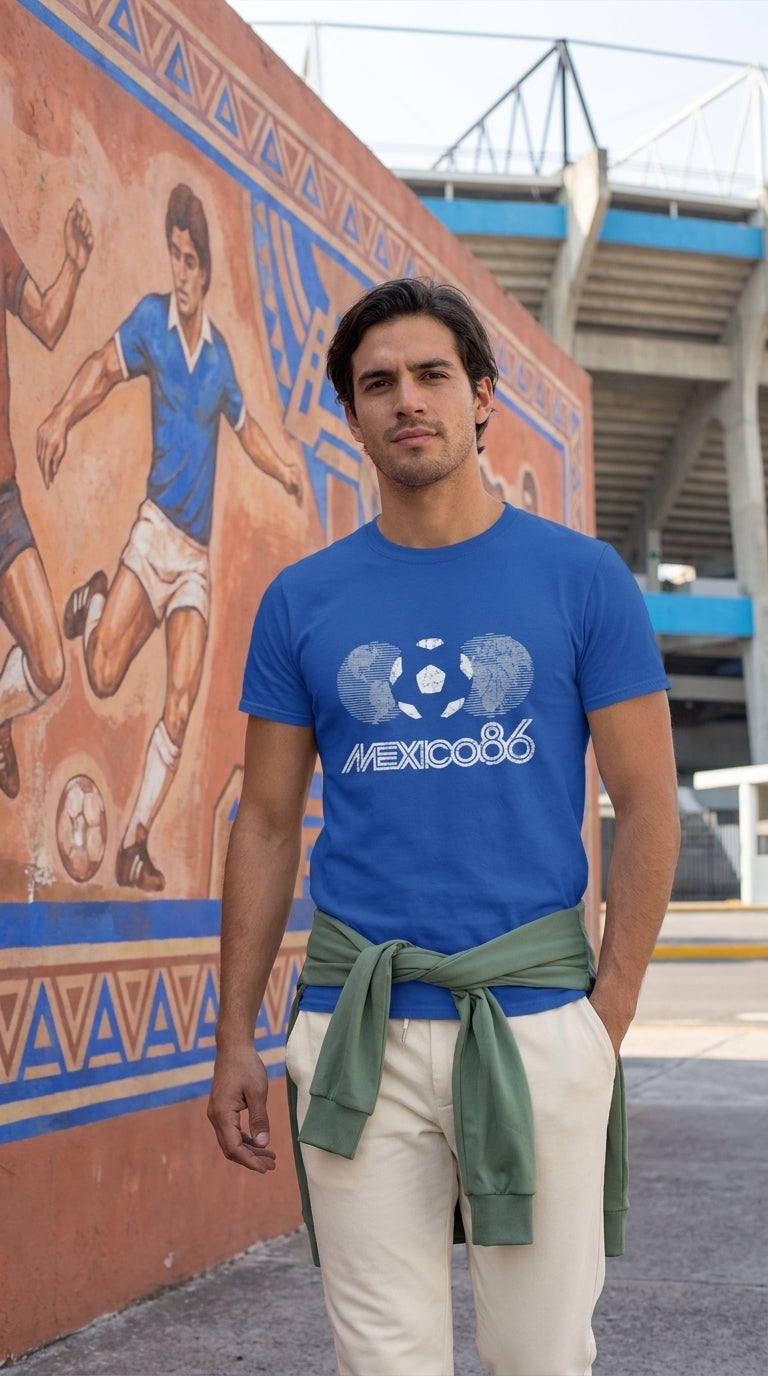 Football Couture Mexico 86 T-Shirt in Royal, Mexico City football streetwear lifestyle