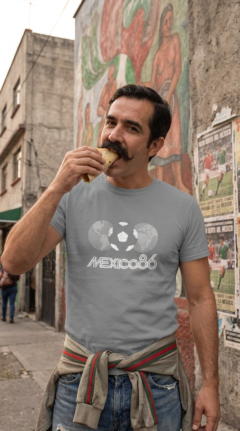 Football Couture Mexico 86 T-Shirt in Sport Grey, Mexico City football streetwear lifestyle