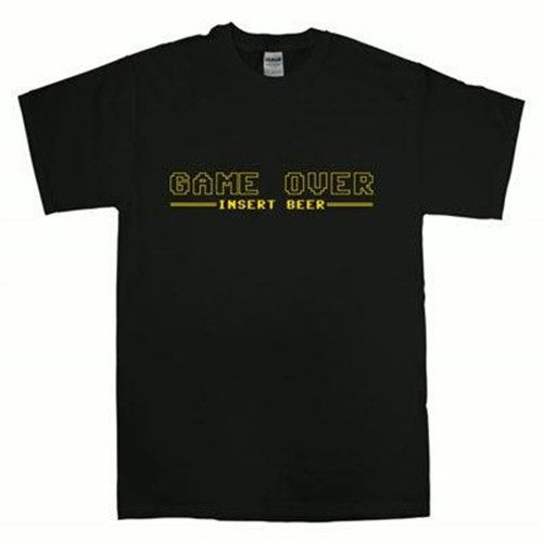 Black men's T-shirt by 8Ball Originals featuring a playful "Game Over" beer insert graphic on front.