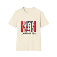 Thumbnail for Beige t-shirt with World Cup 2026 design featuring flags on a white background