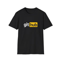 Thumbnail for Git Hub developer humour t-shirt in black with parody tech logo print