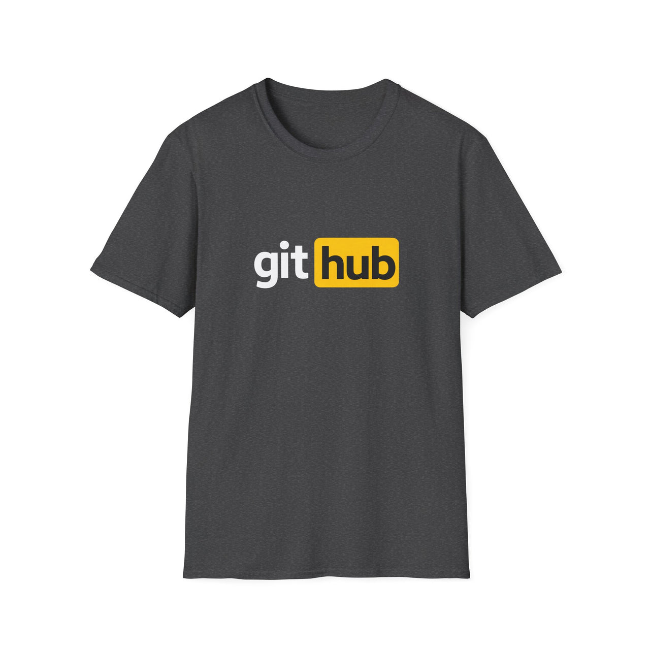 Git Hub developer humour t-shirt in dark heather with parody tech logo print