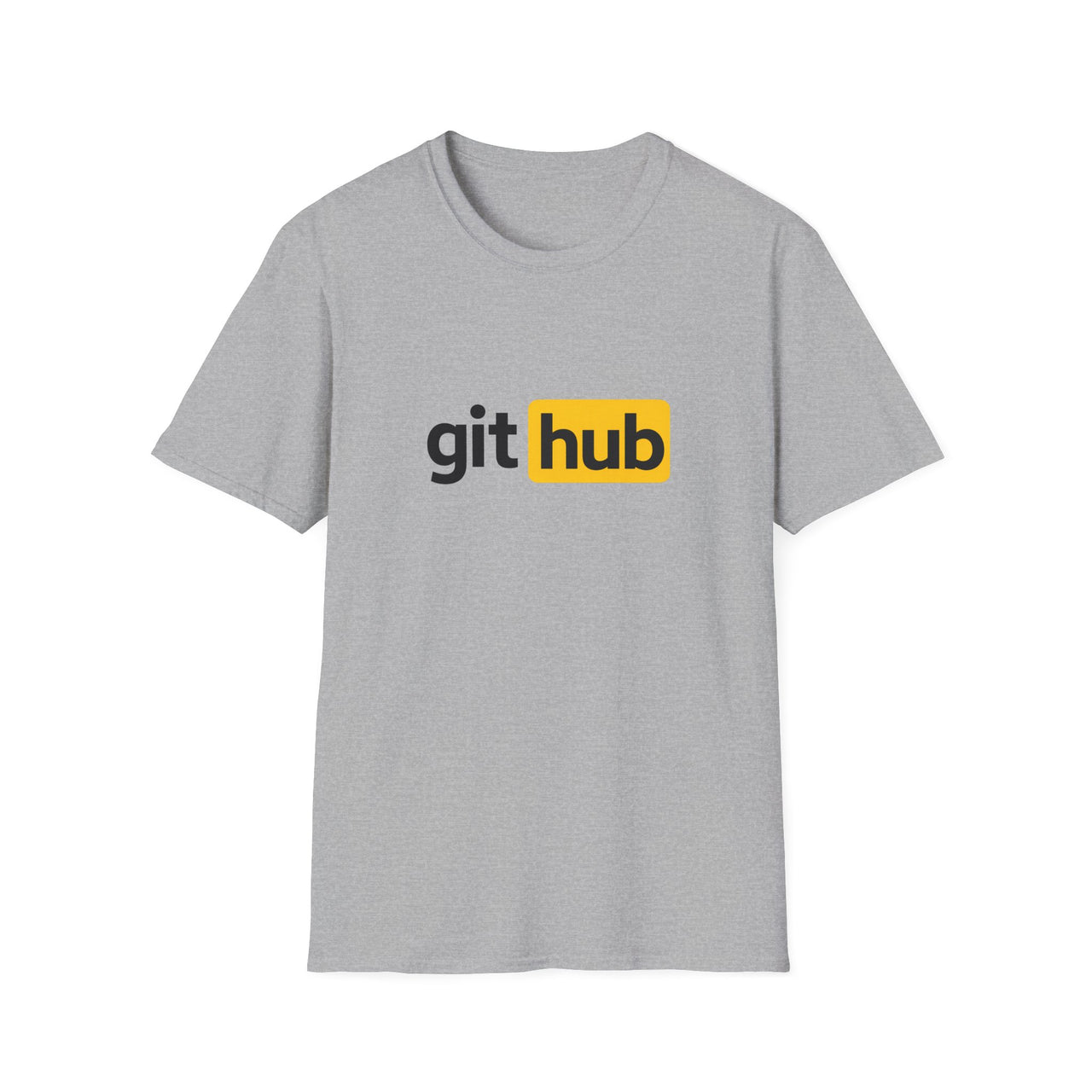 Git Hub developer humour t-shirt in sports grey with parody tech logo print