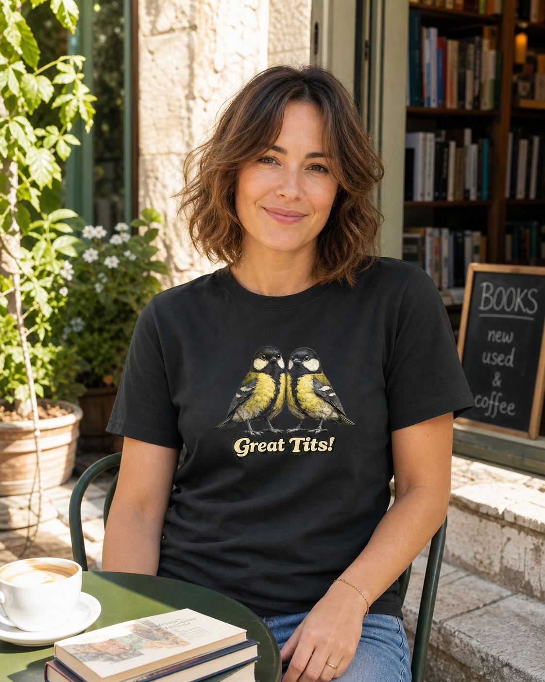 Great Tits T-shirt – Black lifestyle image