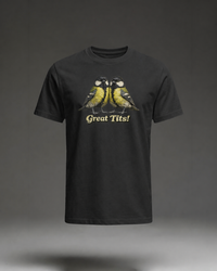 Thumbnail for Great Tits T-shirt – Black flat mockup