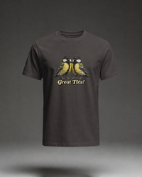 Thumbnail for Great Tits T-shirt – Dark Chocolate flat mockup