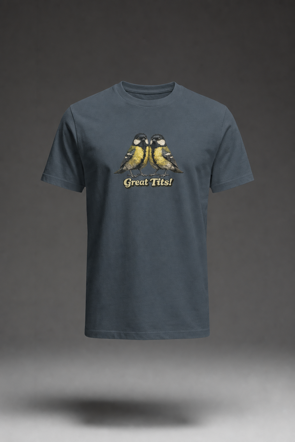 Great Tits T-shirt – Dark Heather flat mockup