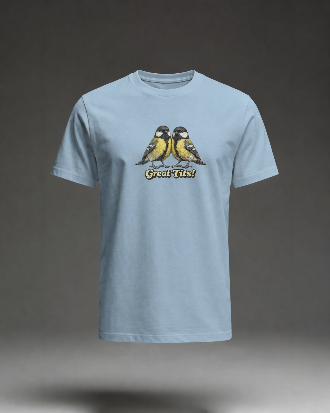 Great Tits T-shirt – Light Blue flat mockup