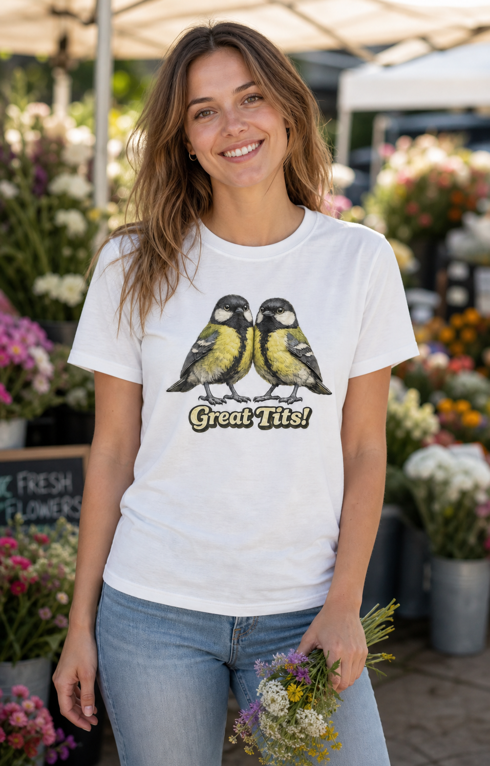 Great Tits T-shirt – White lifestyle image