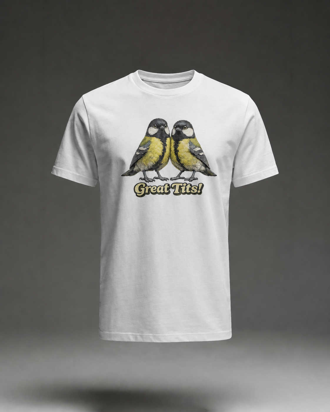 Great Tits T-shirt – White flat mockup