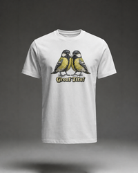 Thumbnail for Great Tits T-shirt – White flat mockup