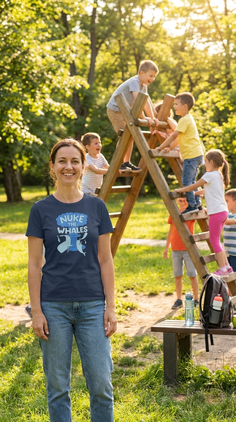 Nuke The Whales T-Shirt in Navy lifestyle image