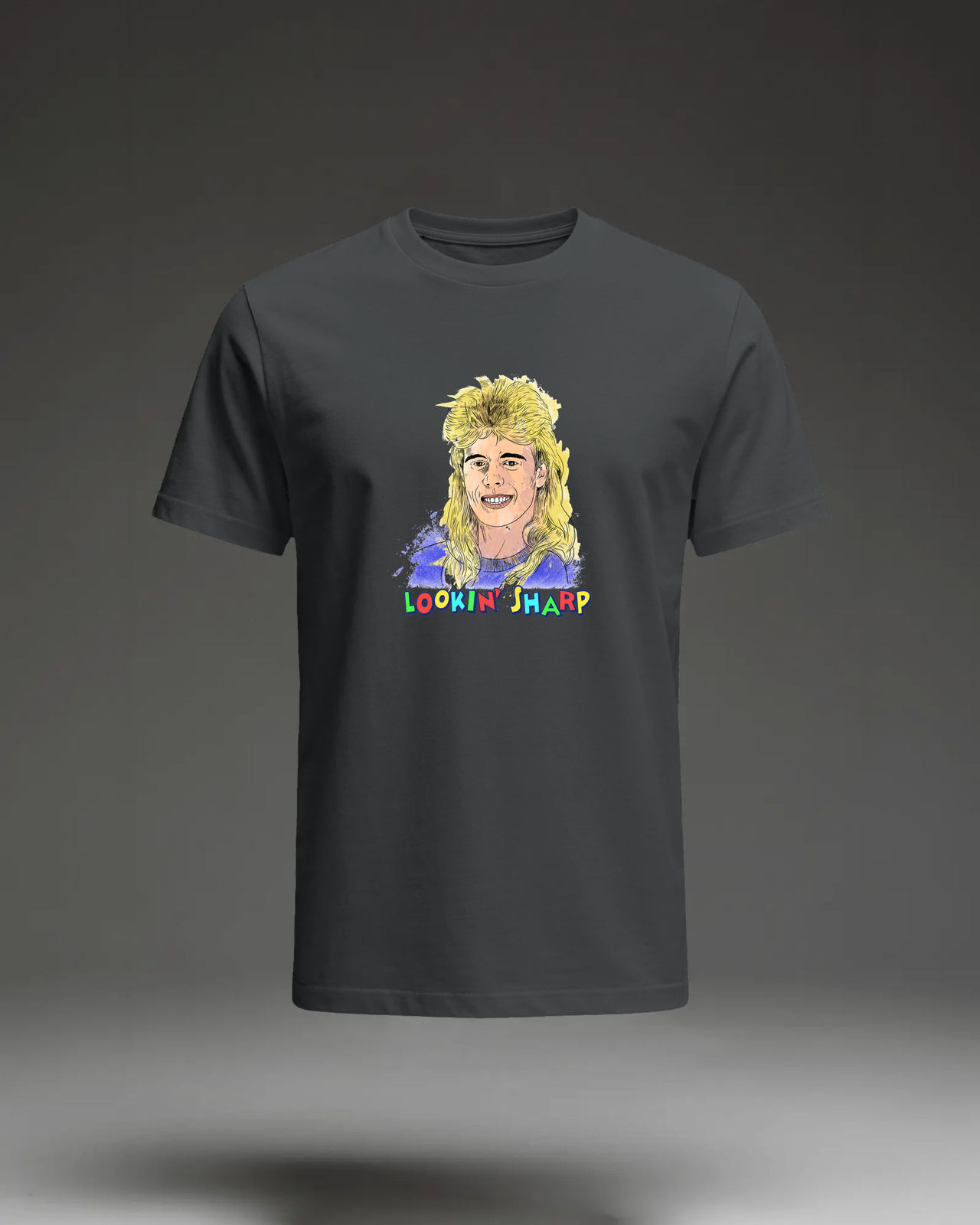 Pat Sharp T-Shirt inspired by Fun House in Black flat mockup