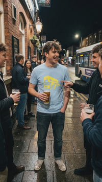 Bus Wankers T-Shirt inspired by The Inbetweeners shown in a funny friends lifestyle video