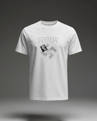 Thumbnail for Punk Destroy BnW T-Shirt in White, flat mockup image