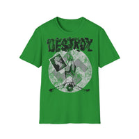 Thumbnail for Punk Destroy BnW T-Shirt in Irish Green, Sex Pistols inspired punk graphic tee flat mockup