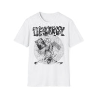 Thumbnail for Punk Destroy BnW T-Shirt in White, Sex Pistols inspired punk graphic tee flat mockup