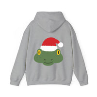 Thumbnail for Santa frog Christmas back print hoodie in Sport Grey, back view with the Santa animal illustration.