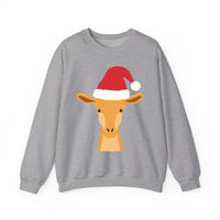 Thumbnail for Santa giraffe Christmas sweatshirt in Sport Grey, front view with the Santa animal illustration.