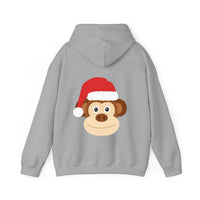 Thumbnail for Santa monkey Christmas back print hoodie in Sport Grey, back view with the Santa animal illustration.