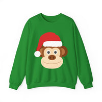 Thumbnail for Santa monkey Christmas sweatshirt in Irish Green, front view with the Santa animal illustration.