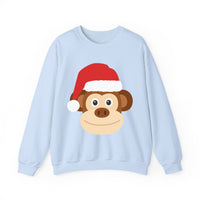 Thumbnail for Santa monkey Christmas sweatshirt in Light Blue, front view with the Santa animal illustration.