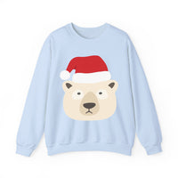 Thumbnail for Santa polar bear Christmas sweatshirt in Light Blue, front view with the Santa animal illustration.