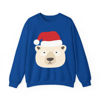 Thumbnail for Santa polar bear Christmas sweatshirt in Royal, front view with the Santa animal illustration.