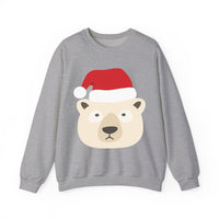 Thumbnail for Santa polar bear Christmas sweatshirt in Sport Grey, front view with the Santa animal illustration.