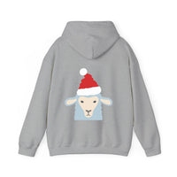 Thumbnail for Santa sheep Christmas back print hoodie in Sport Grey, back view with the Santa animal illustration.
