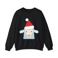 Thumbnail for Santa sheep Christmas sweatshirt in Black, front view with the Santa animal illustration.