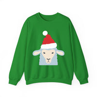 Thumbnail for Santa sheep Christmas sweatshirt in Irish Green, front view with the Santa animal illustration.