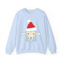 Thumbnail for Santa sheep Christmas sweatshirt in Light Blue, front view with the Santa animal illustration.