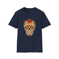 Thumbnail for Skull Tattoo Design adult unisex T-shirt in navy flat mockup