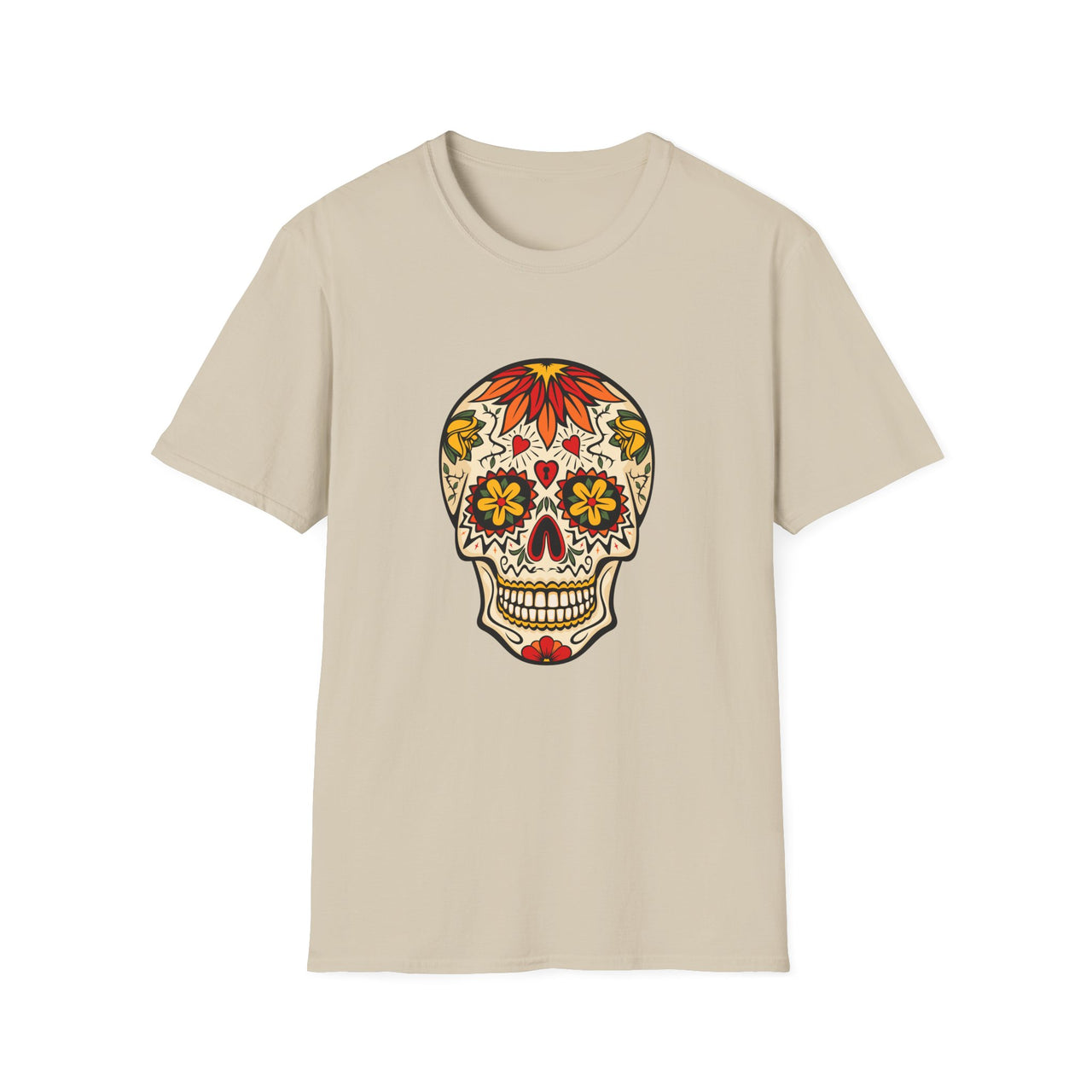 Skull Tattoo Design adult unisex T-shirt in sand flat mockup